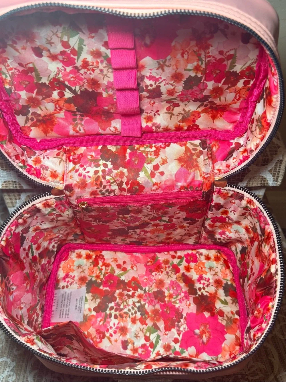 Ted Baker Pink Pearl-Embellished 'M' Travel Cosmetic Case